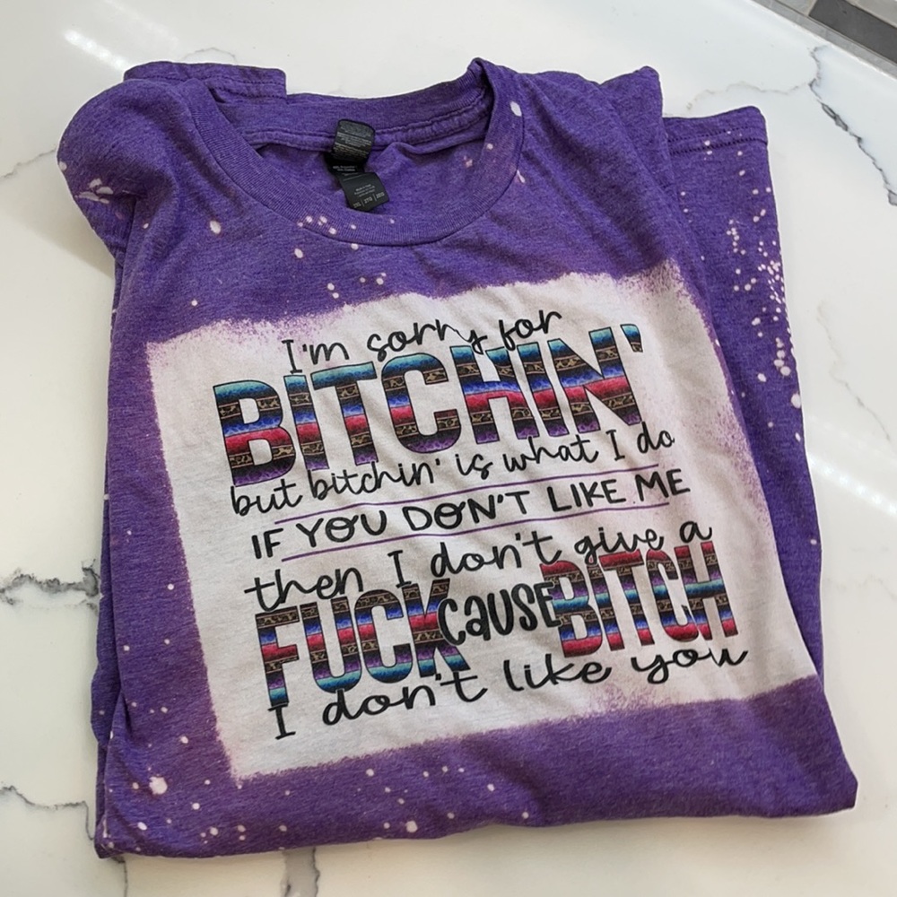 Purple bleach spotted shirt
